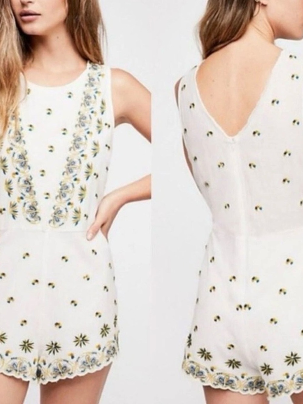 Free People Embroidered Romper boho